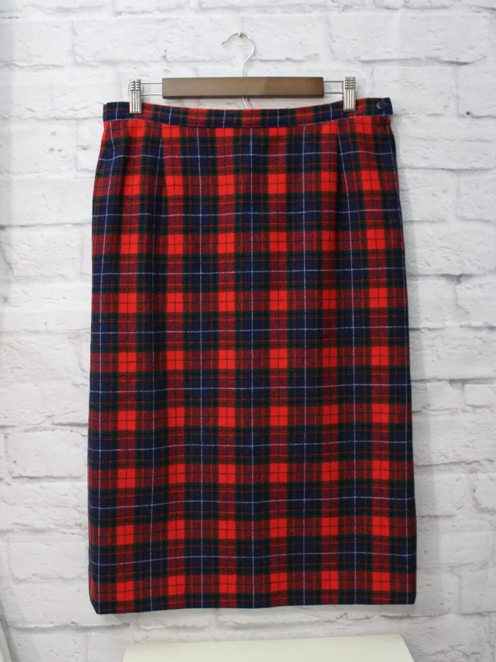 Pendleton 16 Red Plaid Tartan 100% Virgin Wool Midi Skirt Vintage Preppy Holiday